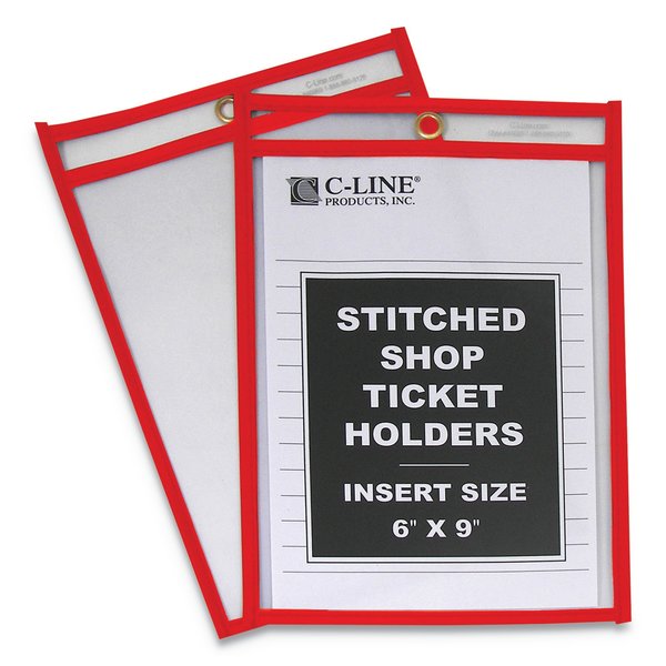 C-Line Products Stitched Shop Ticket Holder, Top Load, Super Heavy, 6"x9" Insert, PK25 43969